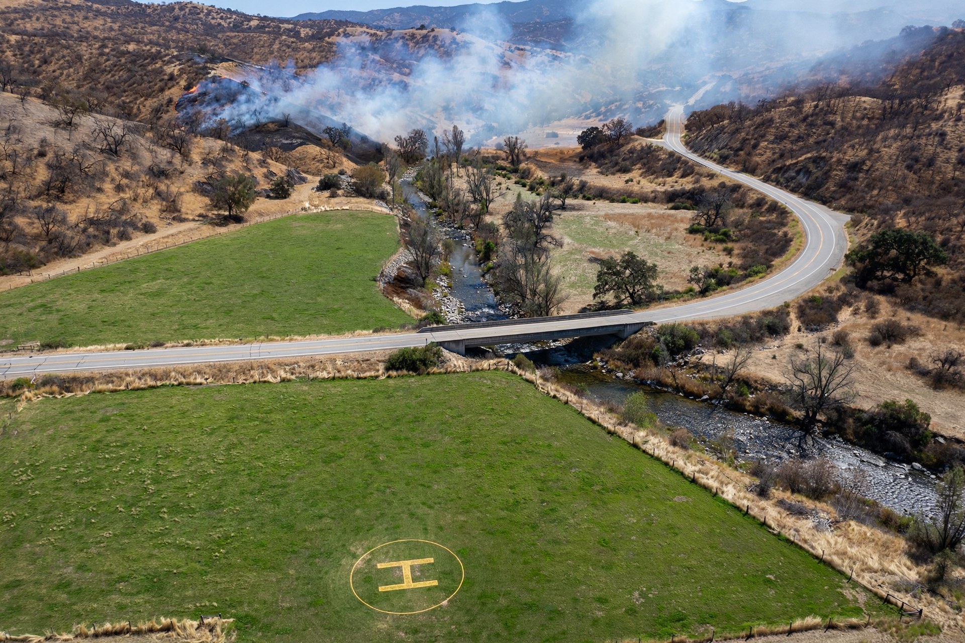 Valley Brush Fire & Creek Bridge
